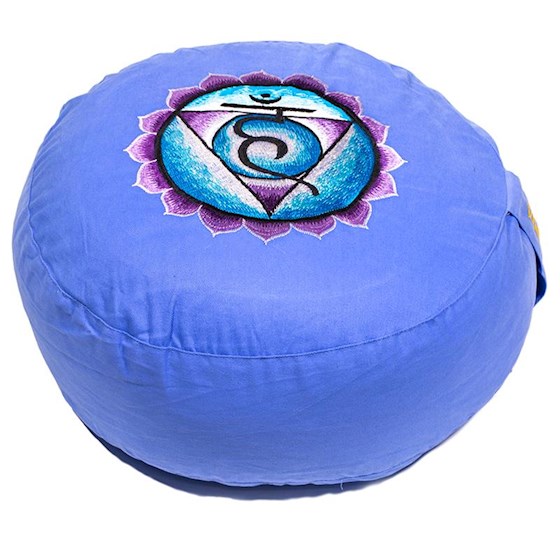 Coussin de Méditation VISHUDDA "5ème Chakra" bleu brodé