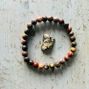 Bracelet Jaspe léopard Brésil - perles de 6mm sur fil élastique. Boutique La Porte des Secrets