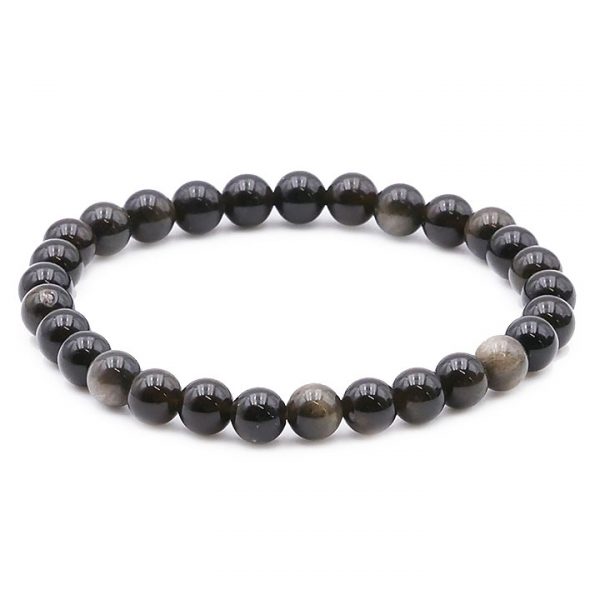 Bracelet d'Obsidienne Dorée du Mexique en perles de 8mm - boutique La Porte des Secrets