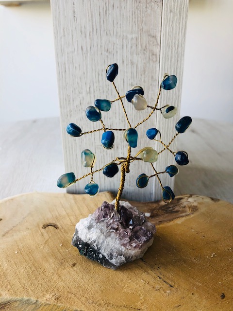 Arbre de Vie en pierres d'Agate Bleue - boutique La Porte des Secrets