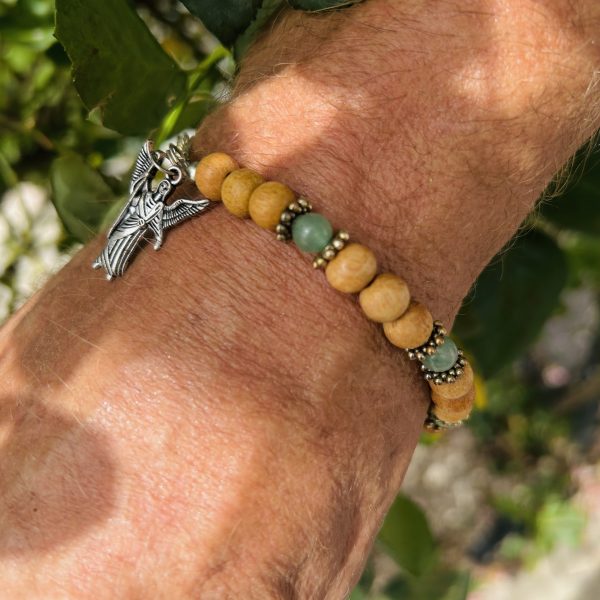 Bracelet archange Raphaël aventurine et bois d'encens - Boutique ésotérique La Porte des Secrets