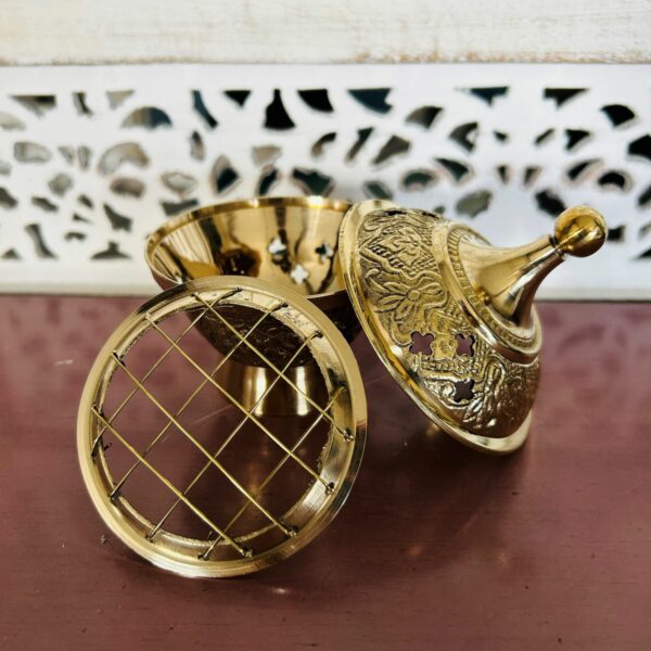 Encensoir antique laiton massif couleur or diamètre environ 8 cm - Boutique ésotérique La Porte des Secrets