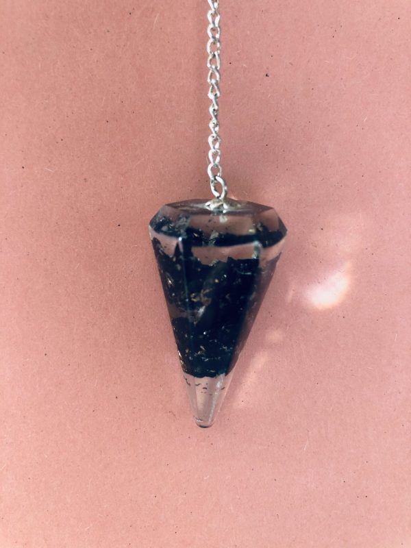 Pendule Spinelle naturelle et Orgonite - cône facetté