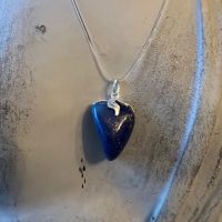Lapis lazuli d'Afghanistan - pendentif forme libre, argent