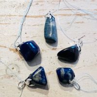 Lapis lazuli afghanistan - pendentif forme libre, argent