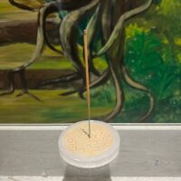 Disque Fleur de vie en sélénite pour rechargement ou porte encens, gravée or 10 cm