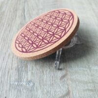 Disque en liège imprimé Fleur de 8cm - Boutique La Porte des Secrets