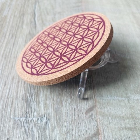 Disque en liège imprimé Fleur de 8cm - Boutique La Porte des Secrets