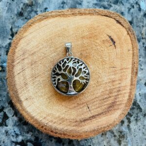 Pendentif arbre de vie oeil de tigre - Boutique La Porte des Secrets