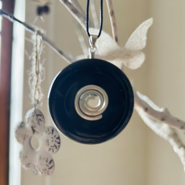 Porte donut spirale finition rodium - Boutique pierres et minéraux La Porte des Secrets