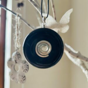 Porte donut spirale finition rodium - Boutique pierres et minéraux La Porte des Secrets