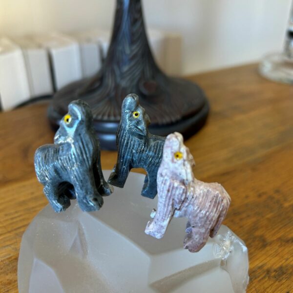 Loup en Stéatite artisanat du Pérou- La stéatite est aussi appeler la pierre de Saponite ou pierre à savon -