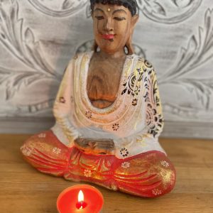 Bouddha Méditant artisanal en bois - boutique La Porte des Secrets