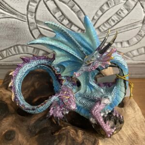 Dragon bleu, coffre trésor - 12cm