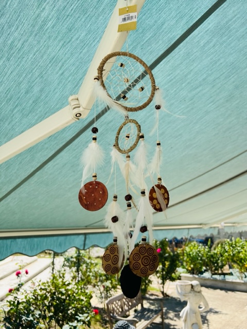 Dreamcatcher naturel plumes et pampilles décorées main