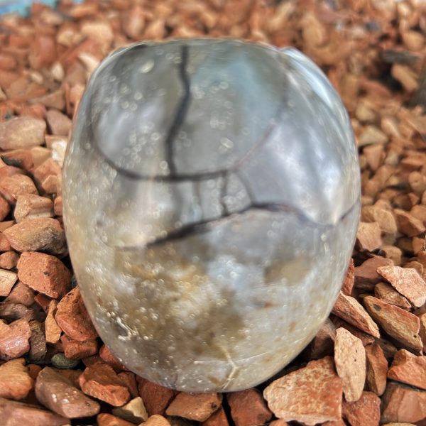 Septaria sauvage cristallisée avec trace de quartz - photo vue face polie - Boutique La Porte des Secrets