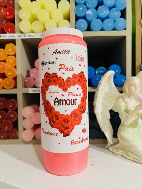 Bougie "AMOUR" cire naturelle 100h - boutique La Porte des Secrets