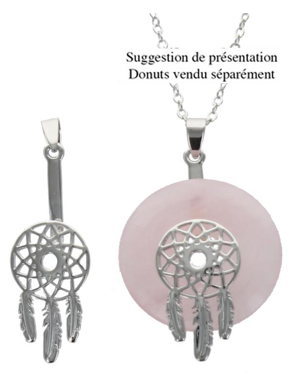 Porte Donut Mini ATTRAPE RÊVE (Dreamcatcher) finition rhodium - Boutique de Lithothérapie La Porte des Secrets