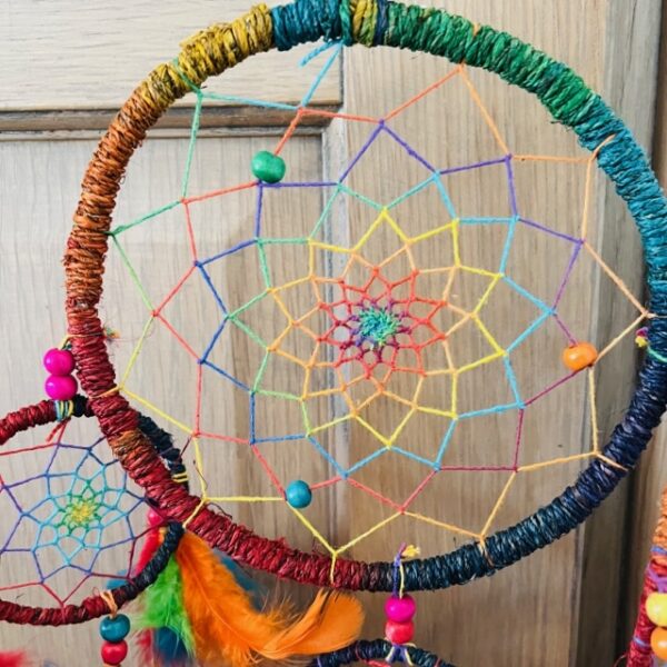 Attrape rêve chakras gros plan sur sa rosace