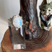 Bague de Pierre de Lune Bleu et Papillons argent massif - Boutique La Porte des Secrets