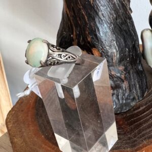 Bague d'Opale Noble blanche véritable et argent 925- taille réglable - Boutique La Porte des Secrets