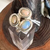 Bague trio d'Opale Feu du Mexique et argent Alpaca - Boutique La Porte des Secrets