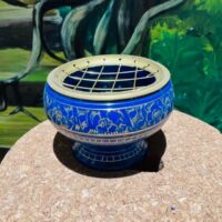 Brûle encens à charbon en laiton - Bleu - Boutique ésotérique La Porte des Secrets