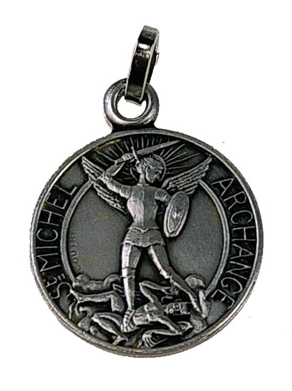 Médaille de protection Archange Michael argenté - 8cm x 4.5cm à porter ou à suspendre - Boutique ésotérique La Porte des Secrets