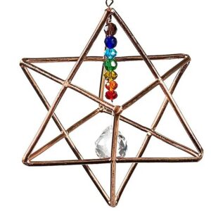 MERKABA " ou véhicule de lumière" en cuivre chakra et cristal, 12.5cm - Boutique La Porte des Secrets