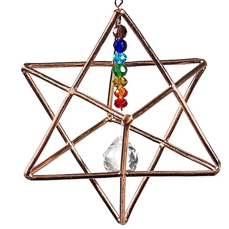 MERKABA " ou véhicule de lumière" en cuivre chakra et cristal, 12.5cm - Boutique La Porte des Secrets