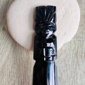 Dague aztèque, obsidienne argentée du Mexique, 16 cm - Boutique La Porte des Secrets