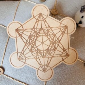 Cube de Métraton, Géométrie sacrée pour grille de cristaux en bois 15cm - Boutique ésotérique La Porte des Secrets