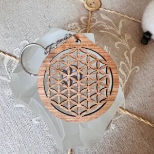 Porte clés en bois en bois Fleur de Vie Boutique ésotérique La Porte des Secrets