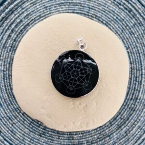 Cube de Metatron, pendentif obsidienne noire 3.5cm - Boutique La Porte des Secrets