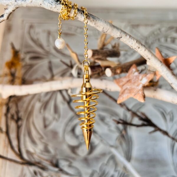 Pendule Spirale en laiton plaqué or 4.5 cm, 10 gr - Boutique ésotérique La Porte des Secrets