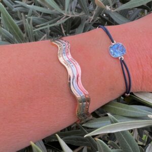 Bracelet jonc en cuivre forme vagues 3 métaux avec aimants - Boutique La Porte des Secrets