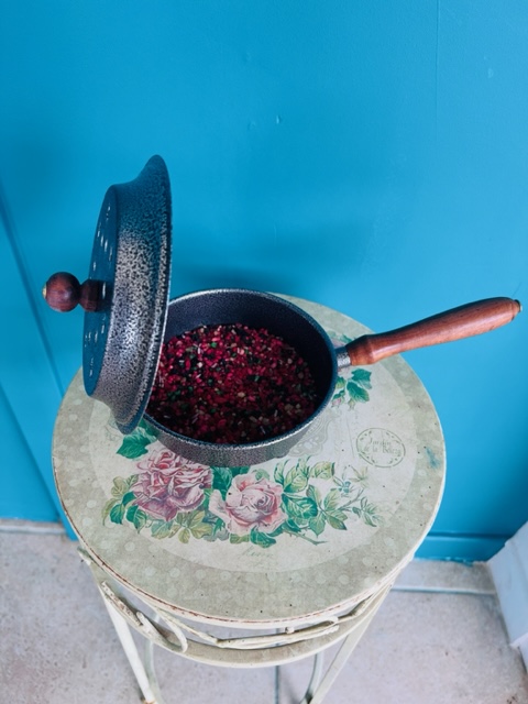 Brûle encens en métal grand manche en bois et couvercle amovible - Boutique La Porte des Secrets