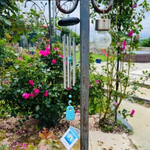 Carillon à vent métal 6 tubes et pierres de Turquoise - hauteur 44 cm cm - Boutique ésotérique La porte des Secrets