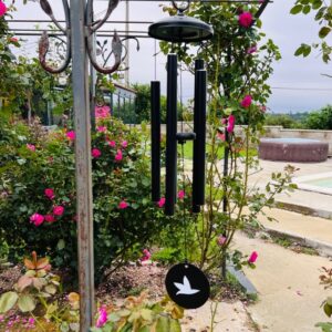 Carillon à vent Noir Oiseau 77 cm Omsaé en aluminium mi-fa-sol-la-si - Boutique La Porte des Secrets