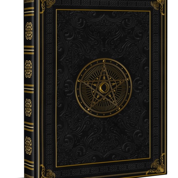 Grimoire Pentacle lunaire (vierge )imitation cuir format A5 - Boutique La Porte des Secrets