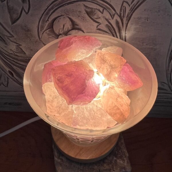 Lampe gemme Fleur de Vie avec câble et ampoule - Boutique pierres & minéraux La Porte des Secrets