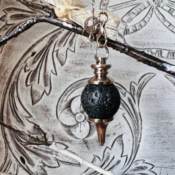 Pendule sephoron en pierre de Lave noire - Boutique ésotérique La Porte des Secrets