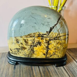 Pierre de Jaspe Paysagé forme arrondie Burger 1.717 kg, 15 cm de hauteur - Boutique de Minéraux La Porte des Secrets