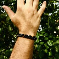 Bracelet triple protection, double tressage réglable - hématite/obsidienne/oeil de tigre perles 6mm - Boutique La Porte des Secrets