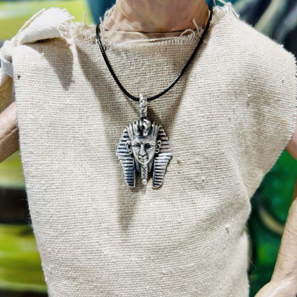 Pendentif égyptien Pharaon en argent massif 925 avec cordon fermoir - Boutique La Porte des Secrets
