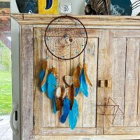 Capteur de rêve plumes bleues naturelles et arbre de vie - Boutique ésotérique La Porte des Secrets