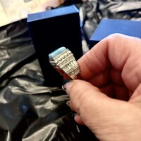 Bague chevalière homme larimar sur argent, création exclusive - Boutique La Porte des Secrets