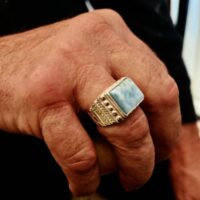 Chevalière Larimar extra sur argent model exclusif Blue Stone - Boutique La Porte des Secrets