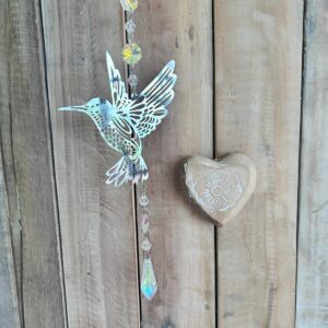 Capteur de lumière Colibri suspension solaire avec cristaux arc en ciel 41.5cm boutique ésotérique La Porte des Secrets