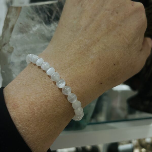Bracelet de Sélénite permes 6mm Maroc - Boutique La Porte des Secrets